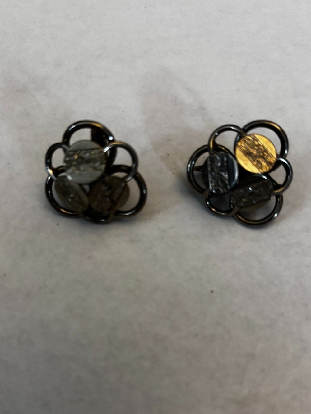 Sarah Coventry clip earrings silver tone loops coins
